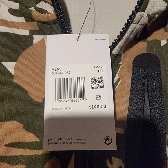 Nike Sportswear Tech Fleece Hoodie Men's Full Zip Sweatshirt Camo Size XXL - Picture 4 of 4